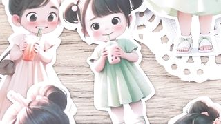 15pcs kawaii Decorative Milk Tea Girl Stickers for Journaling and Scrapbooking stationery Decorative /DIY Craft Photo Album