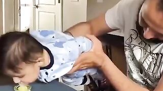 Babies try new thing