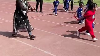 The sports teacher in annual sports day celebration