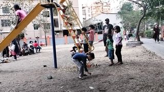 Children play sliding