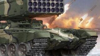 Beautiful shots of the work of the heavy flamethrower system TOS-1A "Solntsepek