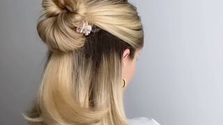 Half bun hairstyle