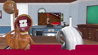 Scary Teacher 3D Granny, Ice Scream vs Siren Head Fight with Among us Funny Animation