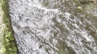 Water flows in a waterfall in Indonesia