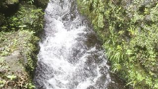 Gurgling water flowing in a waterfall in Indonesia