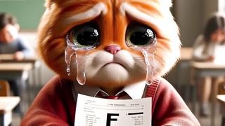 GINGER CAT DID BADLY IN THE EXAM aiart cat