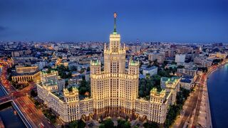 Stalin's high-rise on Kotelnicheskaya embankment in the evening