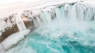 Behind the frozen waterfall