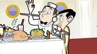 Mr. Bean makan dengan lahap