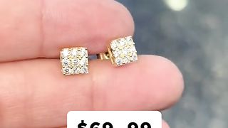 Real Gold Cubic Zirconia Unisex Stud Earrings