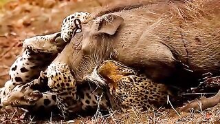 Leopard attack wathog