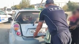 In Uzbekistan, a woman managed to put 25 children in a small car