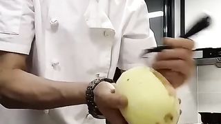 Poyato cating food chiken