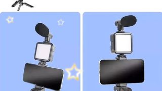 Mobile Video Recording kit with Mini Tripod with Shotgun Podcast Microphone Phone Hokder