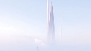 Apocalyptic shot on the background of the Lakhta Center skyscraper