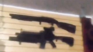 the owner of the guns sits in a basket