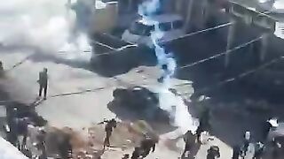 Israel occupation forces fire on tuesday tear gas canisters at palestinian.