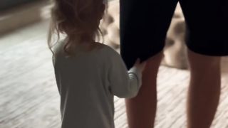 Daughter won't let Dad go to work