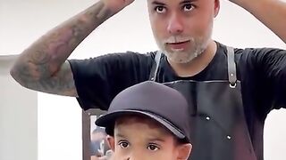Barber surprises this young kid with new hair after he was involved in a tragic burning accident