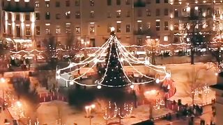 The magic of the Christmas market on Manezhnaya Square from a bird's eye view