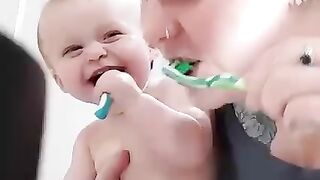 Cute baby moments with water