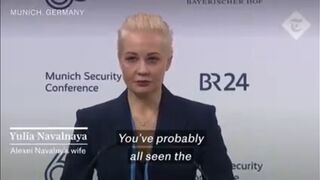 Alexei Navalny: Wife Yulia emotional in address to Munich Security conference