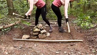 SOLO_GIRL_s_bushcraft_in_a_dugout___CAMP_sauna_and_fishing_ASMR