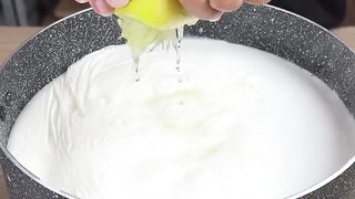 Squeeze lemon into boiling milk and make the best homemade cheese you have ever had