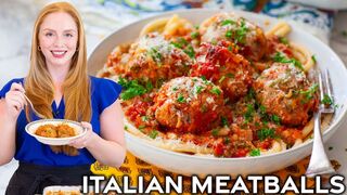 The Best Cheesy Baked Italian Meatballs in Marinara Sauce Extra Soft, Juicy & Delicious