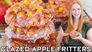 The Best Glazed Apple Fritters!! Super Soft & Fluffy Apple Donuts