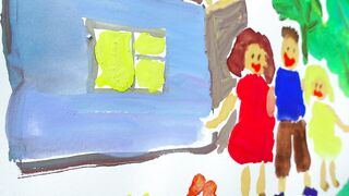 Children's drawing of a family