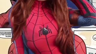 |Sadie Sink in a tight Spider-Man costume|