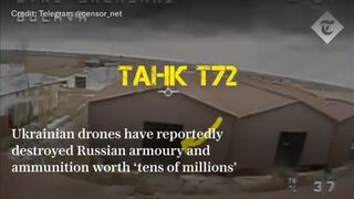 Ukraina drone slip into Rusia armour_warehouse_and destroy expose weapons
