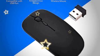 Wireless Bluetooth Mouse With Dongle, 2 Adjustable DPI, Compatible for Laptop, Windows Mac, Android,Computer (Black)*