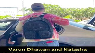 Varun Dhawan and wife Natasha Dala at Goa airport as they jet-off to Mumbai