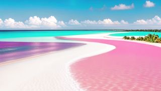 sunset beach pink paradise