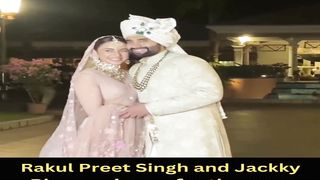 Rakul Preet Singh and Jackky Bhagnani pose for the paps after their wedding