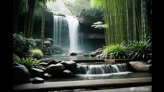 garden with waterfall zen