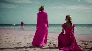 awesome womens on the pink beach