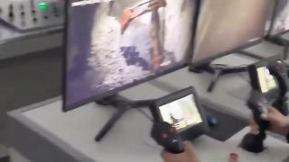 Workers remotely controlling machinery 600 meters underground from their office in Xinjiang, China.