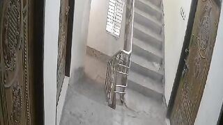 Thief breaking door CCTV footage