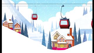 Winter Chair Lift Kids Cartoon