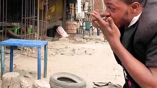 Funny hungry man