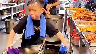 The boy cooking