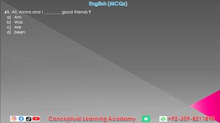 English MCQs on Verbs, Parts of speech etc