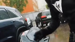 Bikers under the rain