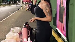 The girl sell food stree food