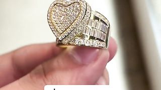 Real Gold & Cubic Zirconia Heart Ladies Ring