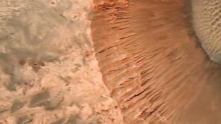 Crater on Mars, taken from an altitude of 250 km.