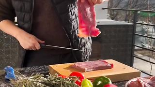Roulette kebab from beef tenderloin #streetfood #cooking #ytshorts #shortsvideo #trending #video